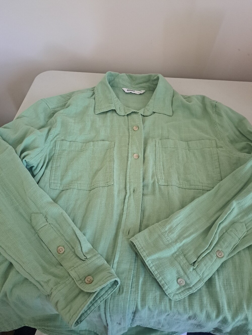Light Green Womens Button-Up Cotton Shirt
